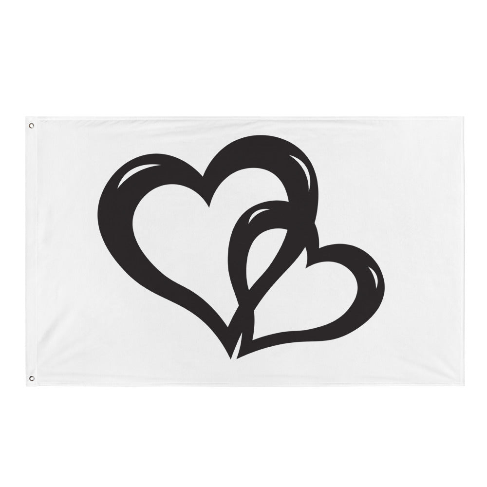 Black Valentine's Hearts Flag