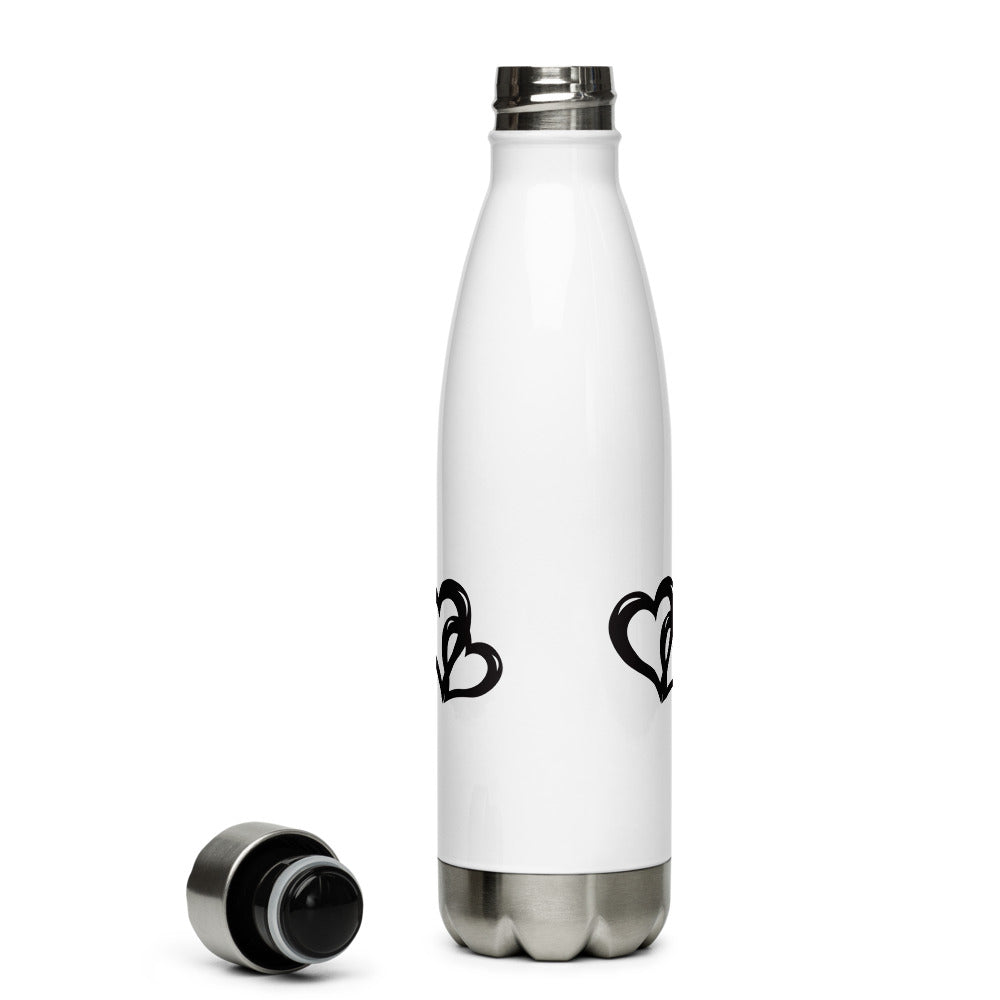 Black Valentine's Hearts Stainless Steel Water Bottle