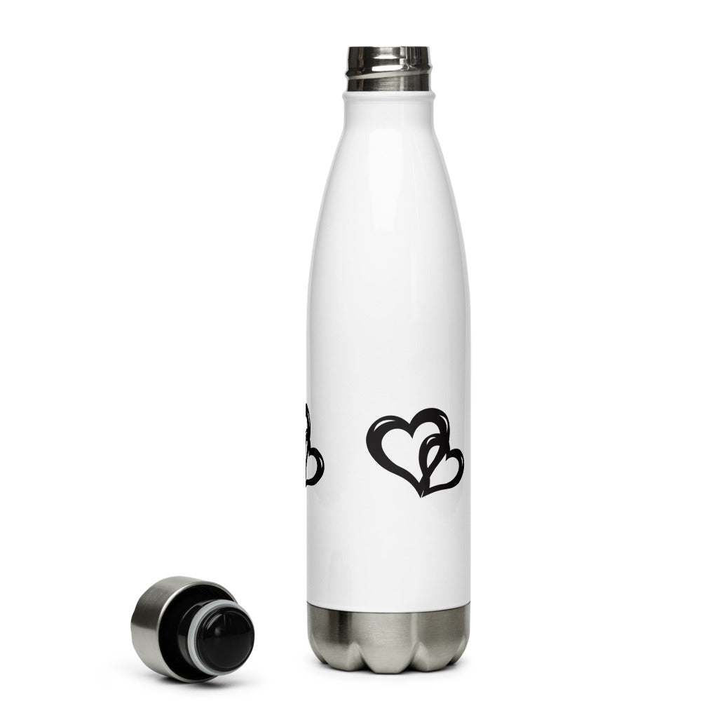 Black Valentine's Hearts Stainless Steel Water Bottle