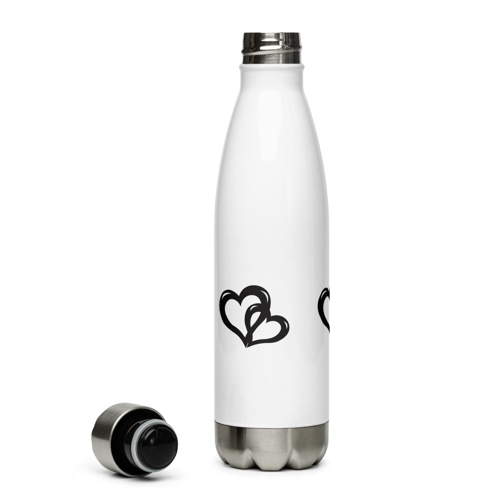 Black Valentine's Hearts Stainless Steel Water Bottle