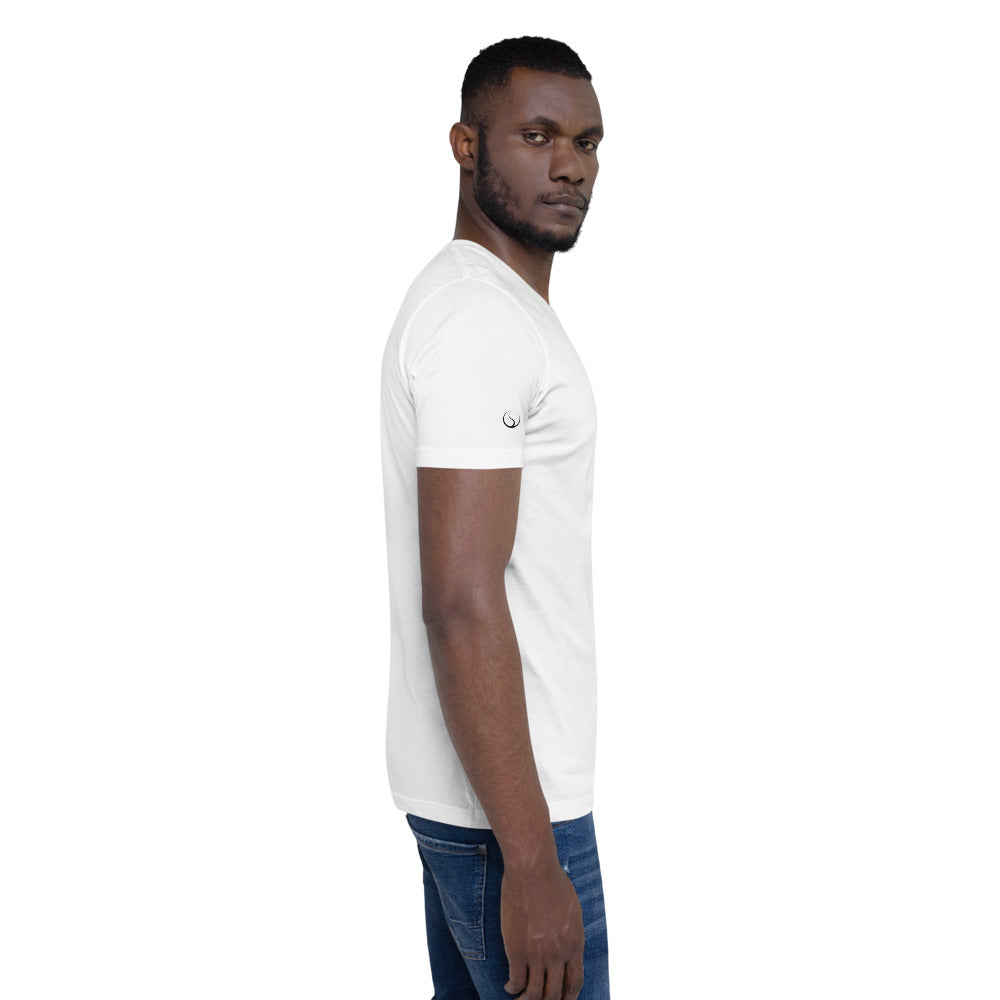Men's White Warrior Short-Sleeve T-Shirt (Back)