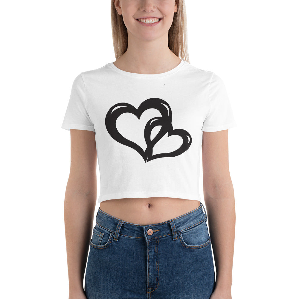 Black Valentine's Hearts Women’s Crop Tee