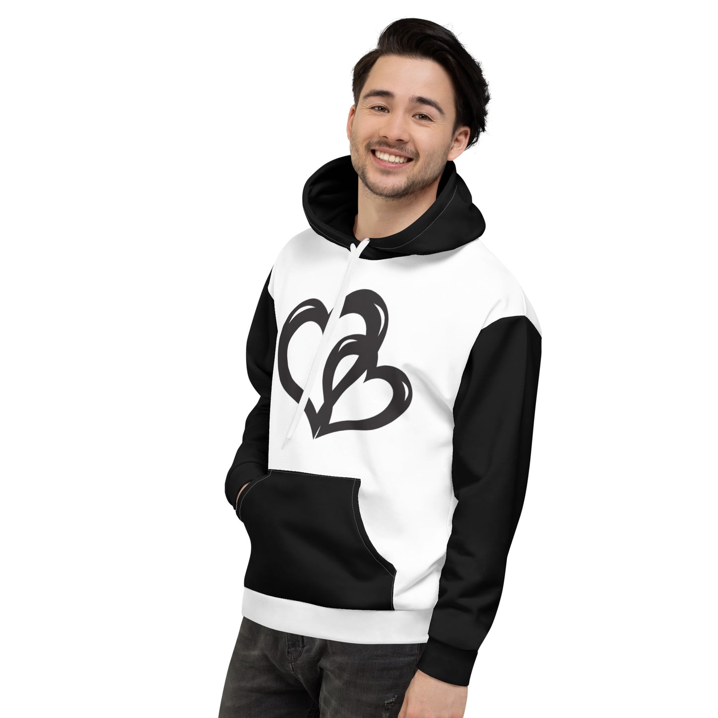 Black Valentine's Hearts Unisex Hoodie