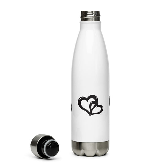 Black Valentine's Hearts Stainless Steel Water Bottle
