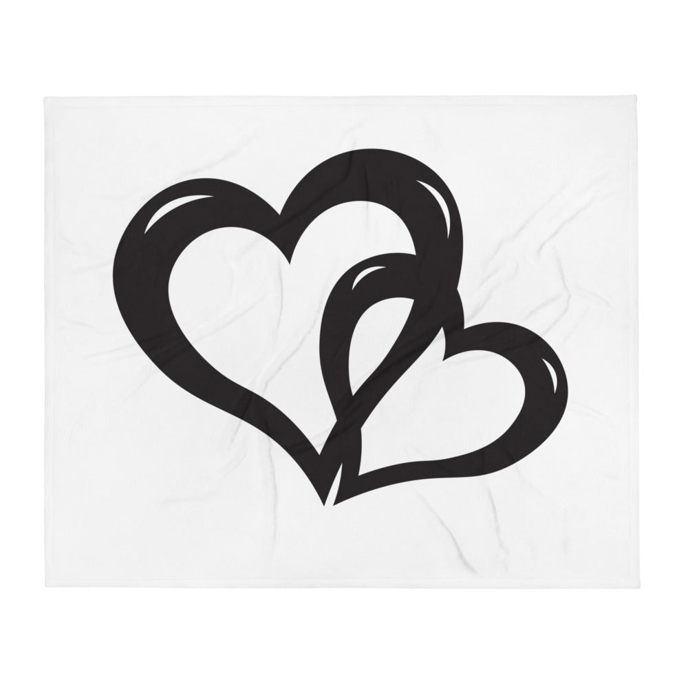 Valentine's Day Black Hearts Throw Blanket