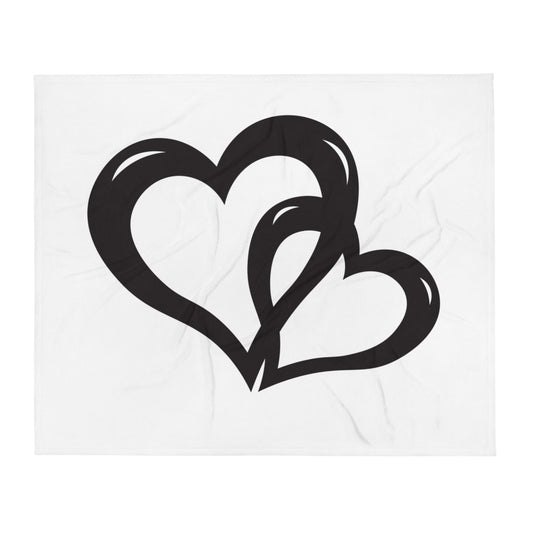 Valentine's Day Black Hearts Throw Blanket